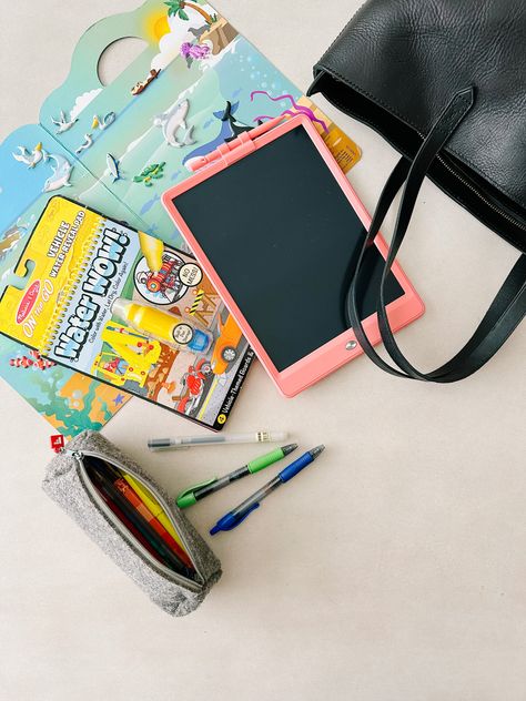 What I Keep in My Church Bag - Everyday Reading Church Bag For Kids, Quiet Bags, Kids Travel Activities, Magnetic Paper, My Church, Quiet Activities, Church Activities, Crayon Box, Road Trip With Kids