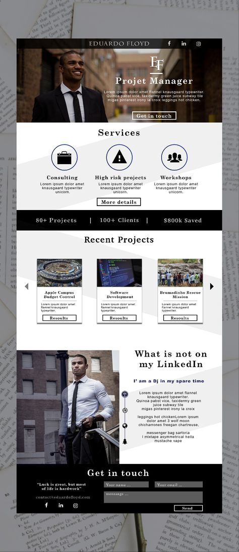 A freelancer website for a project manager professional Project Management Portfolio, Project Manager Portfolio, Portfolio Design Layout, Freelancer Website, Data Analyst, Project Manager, Easy Projects, Project Management, Portfolio Design