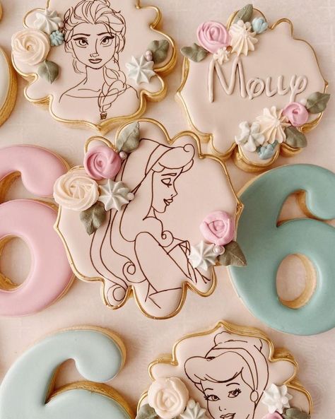 Disney Princess Cookies, Sleeping Beauty Birthday Party, Sleeping Beauty Party, Princess Cookies, Disney Princess Birthday Party, Princess Theme Birthday, Royal Iced Cookies, Princess Theme Birthday Party, Fancy Cupcakes