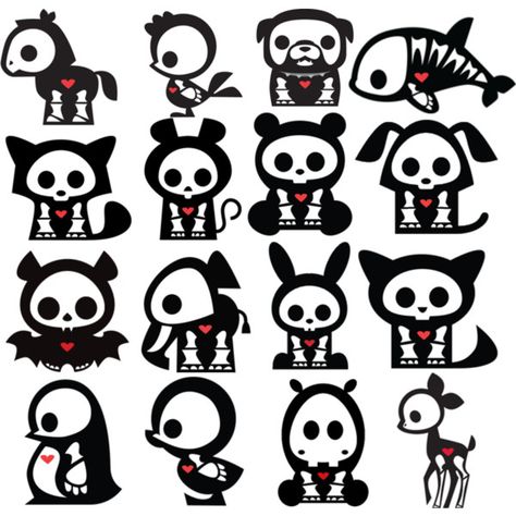 Kawaii Skeleton, Skeleton Animals, Den Mrtvých, Skeleton Drawings, Felt Crafts Diy, Hello Kitty Cartoon, Cute Animal Drawings Kawaii, Diy Tattoo, Minimalist Tattoos