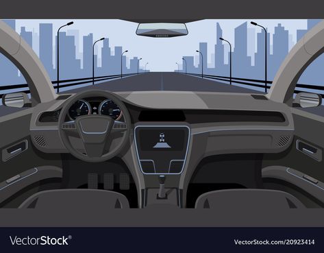 Car Dashboard Drawing, Inside Of A Car Front View, Inside Of A Car Drawing, Inside Car Illustration, Inside Car Drawing Reference, Car Interior Drawing, Inside Car Drawing, Car Front Seat View, Car Inside View