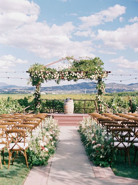 Read More: https://www.stylemepretty.com/2018/12/12/a-wine-toned-wedding-at-lorimar-vineyards-and-winery/ Weddings At Vineyards, Weddings At Wineries, Outdoor Vineyard Wedding Ceremony, Wine Vineyard Wedding Ceremony, Lorimar Winery Wedding, Wedding Dress For Vineyard Wedding, Wedding Venues Winery, French Wine Country Wedding, Wedding In A Vineyard