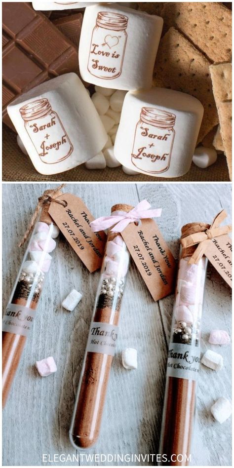 Wedding Party Favors Ideas, Hot Chocolate Party Favors, Hot Chocolate Wedding Favors, Party Favors Ideas, Hot Chocolate Favors, Interesting Gifts, Sweet Wedding Favors, Creative Wedding Favors, Favors Ideas