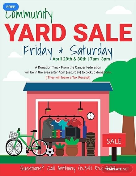 This Yard Sale Flyer Template helps one advertise the selling of a few things from their own home. Perfect for those who wish to relocate, but do not want to bring many thing to their new home. Yard Sale Flyer, Community Yard Sale, Garage Sale Flyer, Free Psd Design, Flyer Free, Custom Flyers, Free Flyer Templates, Event Flyer Templates, Business Flyer Templates