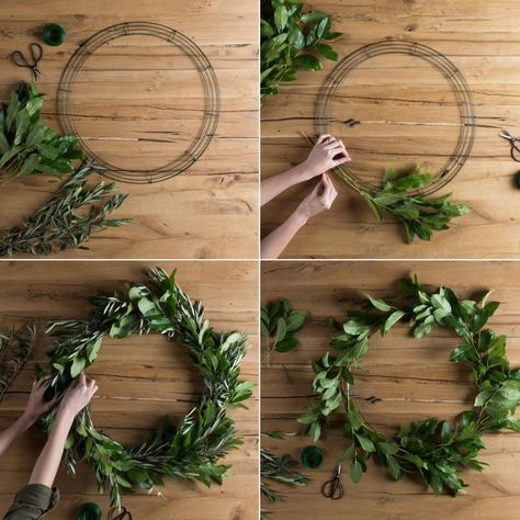 It seems like the seasons are passing so quickly! Spring is already officially here and summer is right around the corner. To celebrate the season, we decided to put a fresh greenery wreath together f Do It Yourself Decoration, Spring Greenery, Hantverk Diy, Make A Wreath, Greenery Wreath, Magnolia Homes, Deco Floral, Floral Wire, How To Make Wreaths