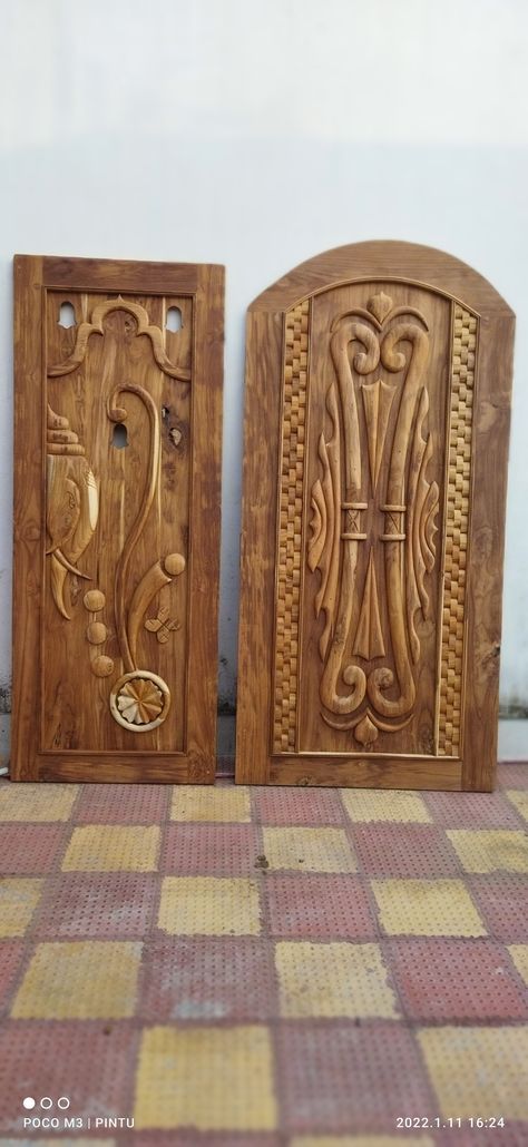 Wood work man dor and puja dor Puja Room Wooden Door Design, Room Wooden Door Design, Wooden Main Door, Wooden Main Door Design, Pooja Room Door Design, Room Door Design, Puja Room, Wooden Door Design, Main Door Design