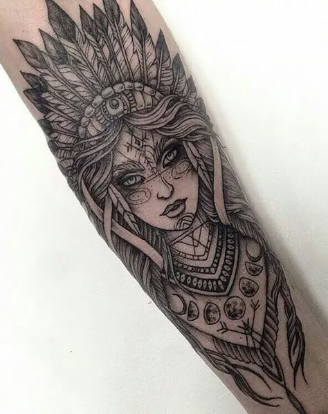 Indian Headdress Tattoo, Voll Arm-tattoos, Headdress Tattoo, Mangas Tattoo, Feminine Tattoo Sleeves, Native Tattoos, Skull Sleeve Tattoos, Skull Sleeve, Indian Headdress