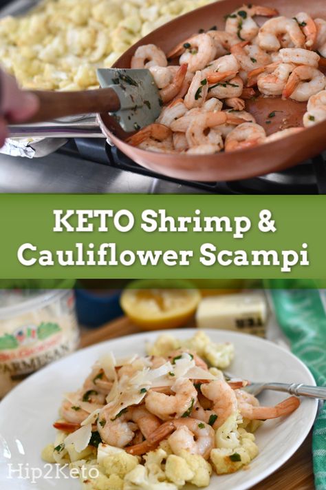 Buttery Garlic Shrimp, Shrimp Cauliflower, Buttery Shrimp, Oven Roasted Cauliflower, Keto Shrimp, Green Tomato Recipes, Vegetarian Sausages, Scampi Recipe, Filling Dinner