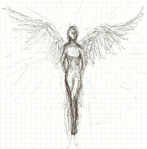 Demon Sketch Easy, Aesthetic Sketch Ideas, Angel Drawing Easy, Angel Sketch, Wings Sketch, Angel Wings Drawing, Aesthetic Sketch, Easy Sketches, Wings Drawing