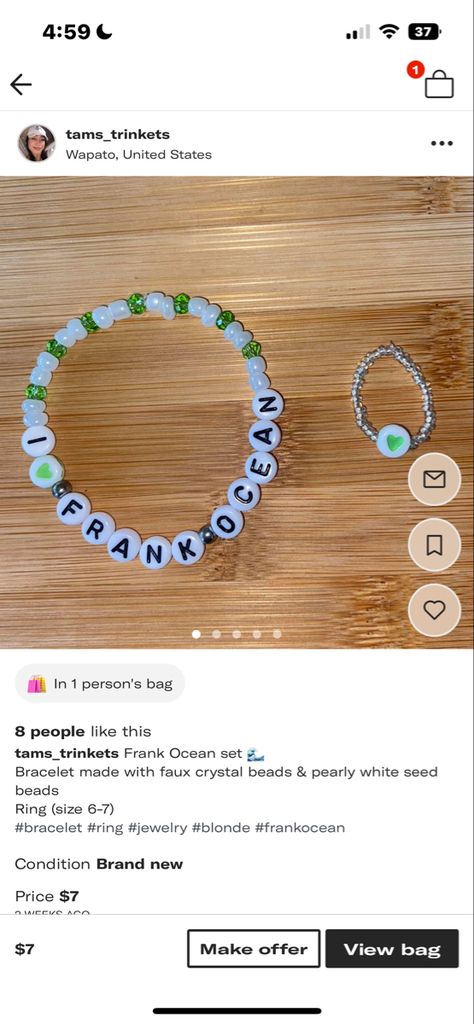 Drake Beaded Bracelet, Clay Bead Bracelet Ideas Tyler The Creator, Frank Ocean Gift Ideas, Frank Ocean Bracelet Ideas, Frank Ocean Bracelet, Tyler The Creator Bracelet Ideas, Bracket Business, Bracelets Homemade, Music Bracelet