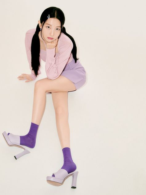 Seulgi Photoshoot, Seulgi Bear, Red Velvet Photoshoot, Rv Seulgi, Kang Seul-gi, Seulgi Red Velvet, Purple Outfits, Red Velvet Seulgi, Socks And Heels