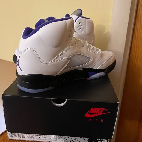 Brand New Never Worn Jordan 5 Concord Gs Jordan 5 Concord, Jordan Concord, Jordan Purple, Shoes Jordan, Jordan 5, Kids Jordans, Purple Black, Jordan Shoes, Kids Shoes