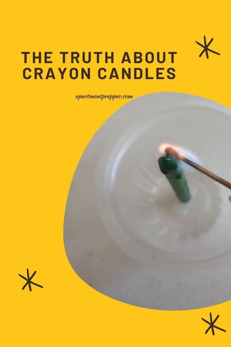 The Truth About Crayon Candles – Apartment Prepper Diy Emergency Candles How To Make, Crayon Candles Diy, Candle Making With Crayons, Diy Emergency Candles, Crayon Candle, Reuse Candle Wax, Survival Candle, Diy Candles With Crayons, Beer Bottle Lamp