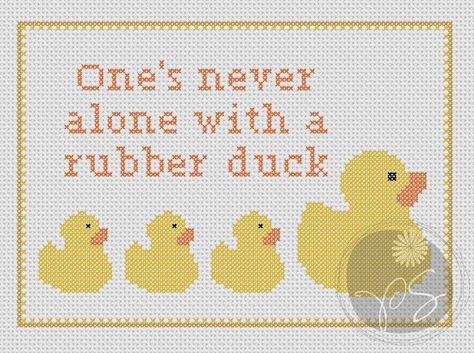 Duck Cross Stitch, Galaxy Quotes, Hitchhiker's Guide To The Galaxy, Hitchhikers Guide To The Galaxy, Rubber Ducks, Guide To The Galaxy, Cross Stitch Baby, Knitted Wit, Rubber Ducky