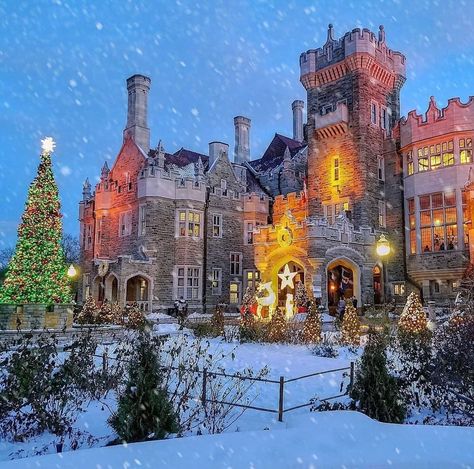 Casa Loma on Instagram: “We may be closed for now.. but it doesn’t stop us from shining bright 🎄 . . 📷: @picsnappingorganism #casaloma #castle #snow #december…” Toronto Snow, Castle Snow, Toronto Winter, Holiday Lights, Toronto Canada, Cologne Cathedral, Shine Bright, Barcelona Cathedral, Christmas Lights