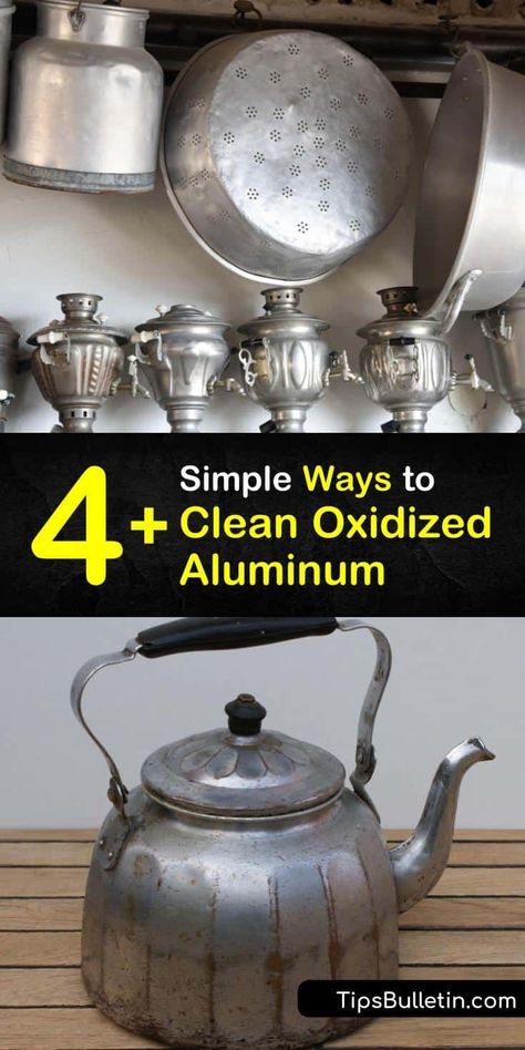 Cleaning aluminum wheels, pots, pans, and any other aluminum surface with oxidation has never been easier. These recipes for aluminum cleaner use a microfiber cloth, clear coat, and elbow grease to remove the chalky powder from anodized aluminum with ease. #clean #oxidized #aluminum Cleaning Aluminum, How To Clean Aluminum, Cleaning Metal, Aluminium Kitchen, Diy Cleaning Products Recipes, Clean Pots, How To Clean Rust, Rust Removal, Aluminum Tray