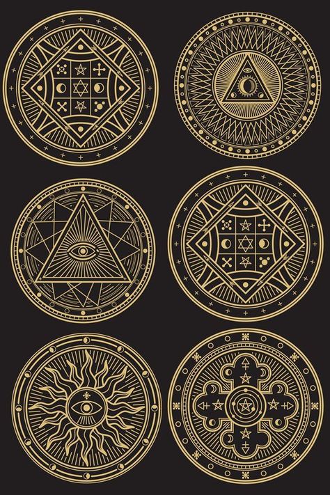 Occult Sigils, Occult Alchemy, Religion Tattoo, Tattoo Ornament, Religion Tattoos, Witchcraft Design, Tato Lengan, Occult Symbols, Muster Tattoos