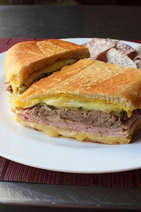 Chef John's Cuban Sandwich | "Love it! I looking to use left over pork roast- this recipe worked great!" #lunchrecipes #lunchinspo #lunchinspiration #lunchideas Basic Grilled Cheese, Cuban Sandwich Recipe, Cuban Bread, Sliced Roast Beef, Chef John, Cuban Sandwich, Deli Sandwiches, Toast Sandwich, Pork Sandwich