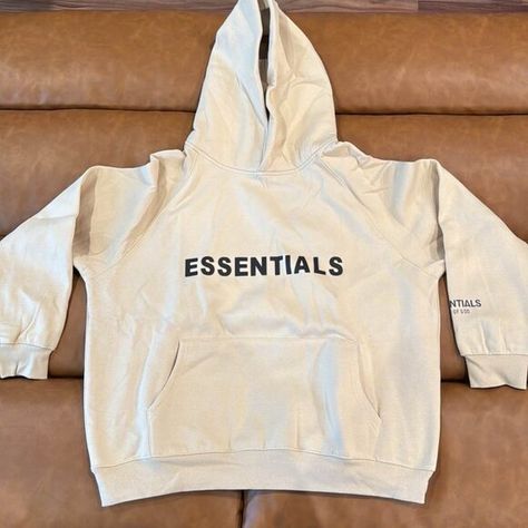 Essentials Fear of God Classic Logo Creme Tan Pullover Hoodie Men's Size S M L Essentials Crewneck, Fog Essentials, Essentials Fear Of God, Essentials Hoodie, Cream Hoodie, Mock Neck Sweatshirt, Fear Of God Essentials, Hoodies Men Pullover, Fear Of God