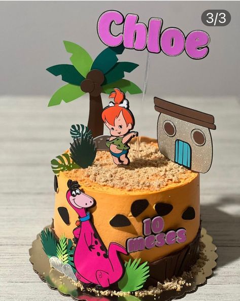 Pebbles Birthday Cake, Flintstone Theme, Pebbles Cake, Pebbles Flintstone, Colorful Cake, Baby Looney Tunes, Colorful Invitations, Birthday Boys, The Flintstones