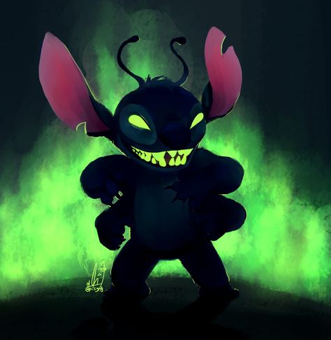 Evil Stitch, Stitch Tattoo, Good And Evil, 2d Art, Stitch Disney, Lilo And Stitch, Batman, Fan Art, Tattoos