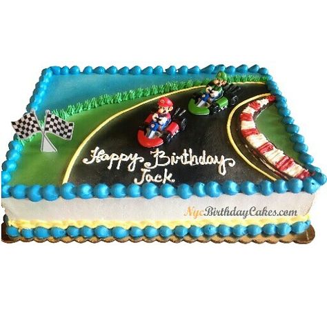 Mario Birthday Cake Rainbow Road, Mario Bros Sheet Cake, Mario Sheet Cake, Mario Kart Birthday Cake, Mario Kart Birthday, Mario Kart Cake, Super Mario Brothers Birthday, Cake For Men, Mario Birthday Cake