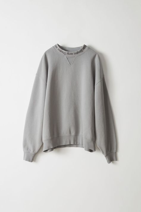 Acne Studios - Yana As Rib slate grey voluminous sweatshirt Acne Studios Sweatshirt Outfit, Sweatshirt Outfit, Slate Grey, Ribbed Neckline, Acne Studios, Boy Outfits, Loose Fitting, Knitwear, Grey