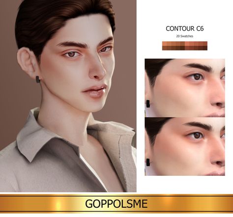 GPME-GOLD Face Contour C6 | GoppolsMe on Patreon Sims4 Cc Contour, Sims Cc Contour, Male Contour, Sims4 Makeup, Alpha Sims, Male Face Shapes, Sims4 Mod, The Sims 4 Skin, Sims Clothes