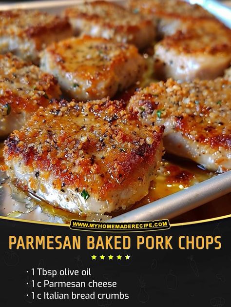 Parmesan Baked Pork Chops, Mini Crockpot Recipes, Italian Bread Crumbs, Boneless Pork Chop Recipes, Parmesan Pork Chops, Breaded Pork Chops, Pork Chop Recipes Baked, Pork Chop Dinner, Pork Dinner