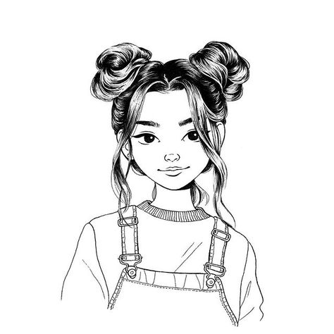 Arts • Instagram Cute Pictures To Draw, Pop Art Drawing, Space Buns, Image Svg, Art Et Illustration, Girls Cartoon Art, How To Draw Hair, Anime Sketch