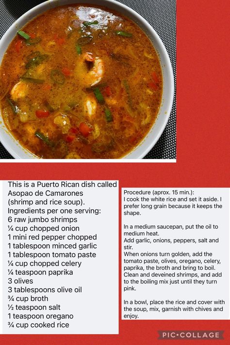 Puerto Rican Shrimp Soup, Lobster Soup, Puerto Rican Dishes, Boricua Recipes, Shrimp Soup, Rican Food, Shrimp And Rice, Chicken And Shrimp, Seafood Soup