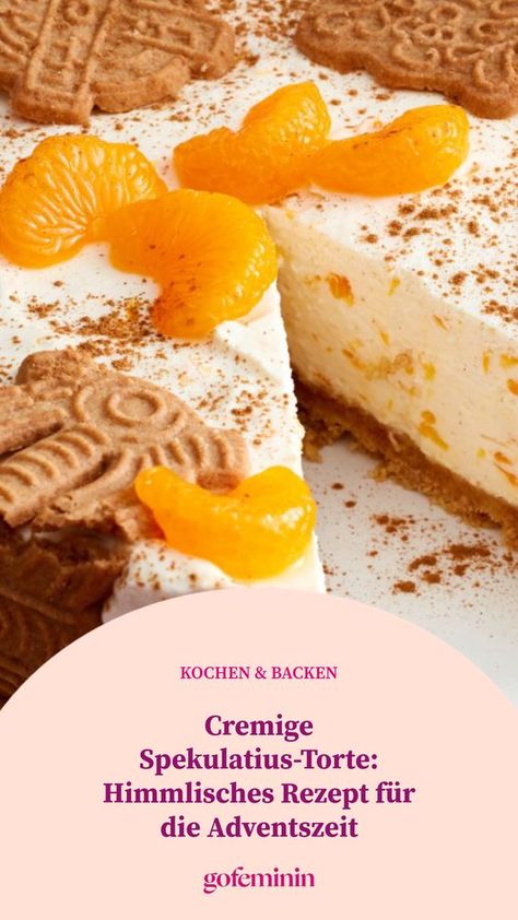 Entdecke das Rezept für die himmlische Spekulatius-Keks-Torte mit cremiger Mandarinenfüllung – perfekt für Advent und Weihnachten. Christmas Food, Advent, Food And Drink, Baking, Lifestyle, Cake