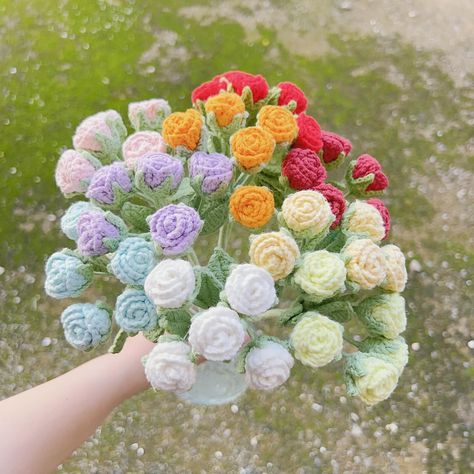 🌹 Handcrafted with love, stitch by stitch! Dive into the charm of these tiny crochet roses, perfect for adding a dash of floral magic anywhere you need it. 🌹 #CrochetFlowers #ForgetMeNotCraft #YarnLove #CrochetTutorial #DIYCrafts #FloralCrochet #Handmade #CraftyTikTok #FiberArt #crochetaddict Standard Roses, Traditional Roses, Crochet Daisy, Flower Stem, Blue Yellow Red, Crochet Rose, Floral Crochet, Spray Roses, Single Flower