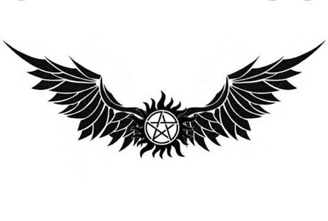 Supernatural Angel Wings, Supernatural Design, Spn Tattoo, Supernatural Tattoos, Lucifer Wings, Supernatural Symbols, Spn Aesthetic, Small Angel Wings, Supernatural Angels