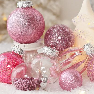 SIZE AND QUANTITY: The size of Christmas ornament set is 6.3 * 6.3 * 8.3inch / 16 * 16 * 21cm, which is suitable for the decoration of most Christmas trees. 32pcs, a variety of style combinations, EASY TO USE: Each Christmas ball decoration is equipped with a root rope, so that you can easily hang from the top to the bottom of the Christmas tree to cover the appearance of the whole Christmas tree, so as to let you have a happy holiday. EXCELLENT QUALITY: These are made of durable high-quality pl Pink Christmas Tree Ornaments, Pink Christmas Centerpieces, Pink Christmas Tree Ideas, Pink Christmas Tree Decorations, Pink Ornaments, Fancy Christmas Ornaments, Fancy Christmas, Pink Christmas Ornaments, Have A Happy Holiday