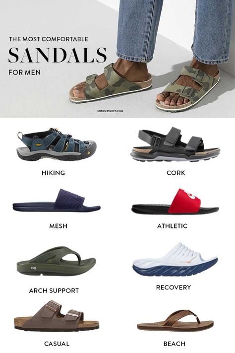 Breaking news. Men have feet. And sometimes they like to show them! Keep it cool, classy, and comfortable with the best sandals for men!  #sandals #menssandals  sandals, sandals for men, sandals for men style, sandals for men casual, best beach sandals men's, best men's leather sandals, best men's outdoor sandals, best men's sandals, best men's slide sandals, best men's sport sandals, best men's walking sandals, best sandals for men, most comfortable sandals for men Beach Wear Shoes For Men, Men Footwear Sandals, Men’s Sandals 2023, Beach Sandals Men, Summer Footwear For Men, Men’s Summer Shoes 2023, Sandal Pria Casual, Men’s Sandals 2024, Men Sandals Outfit Casual Summer