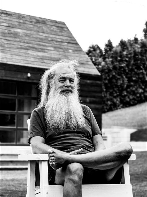 Producer, Rick Rubin @ Shangri-La Recording Studios, Malibu by music photographer Whitney Woof Rick Rubin Shangri La, Rick Rubin Aesthetic, Music Producer Photoshoot, Happy Old People, Metta Meditation, Rick Rubin, Long Beard Styles, Production Photography, Bohemian Style Men