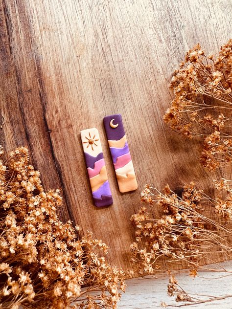 Sun And Moon Polymer Clay Earrings, Witchy Polymer Clay Ideas, Diy Resin Earrings, Homemade Earrings, Polymer Clay Cane, Polymer Earrings, Makeup Wipes, Polymer Crafts, Earrings Inspiration