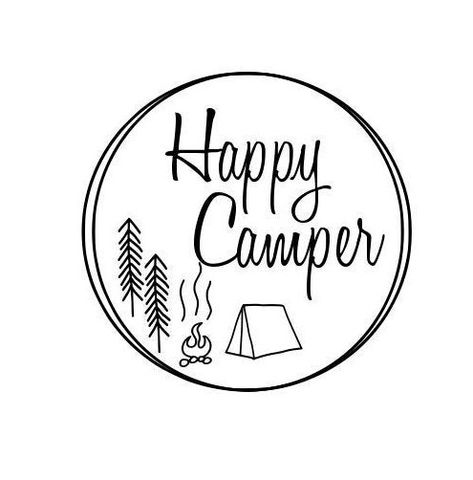 Happy Camper Embroidery, Outdoor Doodles, Camping Silhouette, Camper Clipart, Happy Camper Sign, Happy Camper Svg, Summer Names, Happy Camper Shirt, Camper Svg