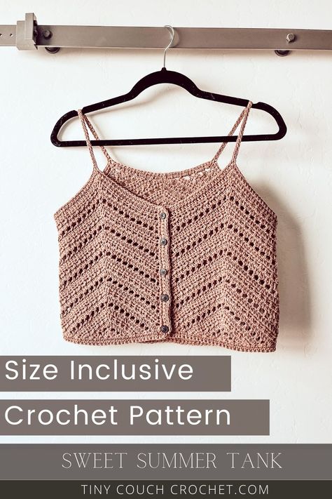 Sweet Summer Tank: Size-Inclusive Crochet Tank Top Pattern - Tiny Couch Crochet Summer Crochet Top Pattern, Tank Crochet Pattern, Crochet Tank Top Pattern, Summer Crochet Top, Crochet Tank Tops, Tank Top Pattern, Crochet Summer Tops, Garment Pattern, Crochet Tank Top