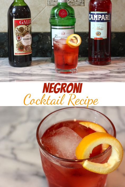 How to make a Negroni cocktail recipe! An easy alcoholic drinks recipe! Only 3 ingredients! Alcoholic Drinks Recipes, Non Alcoholic Mulled Wine, Negroni Cocktail Recipe, Cocktail With Gin, Gin Drink Recipes, Negroni Recipe, Easy Alcoholic Drinks, Negroni Cocktail, Drinks Recipe