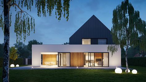 MEEKO's house in zlotniki is an expression between the modernity and archetype of poland Exterior Home Renovation, Modern Barn House, Exterior Home, Modern Farmhouse Exterior, Home Building Design, Architect House, House Extensions, Facade House, Family House