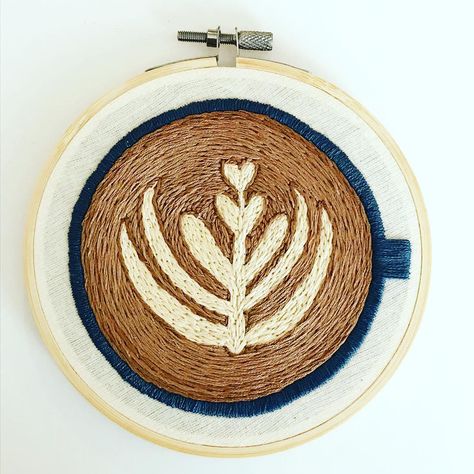 Coffee Embroidery, Monday Vibes, Embroidery Hoop Crafts, Textiles Artwork, Embroidery Wall Art, Dmc Embroidery, Upcycle Sewing, Hand Embroidery Videos, Dmc Embroidery Floss