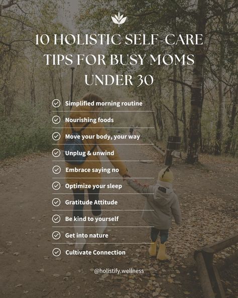 New on the blog today and in your newsletter ❤️ Dive into 10 holistic self-care tips tailored just for you - the busy, overwhelmed mama. From mindful mornings to nourishing your body, prioritize your well-being with these laid-back practices. Check out the blog for more. #SelfCare #MomLife #HolisticWellness https://www.holistifywellness.com/blog/10-holistic-self-care-tips-for-busy-moms-under-30 Holistic Lifestyle For Beginners, Mom Wellness, Holistic Lifestyle, Wellness Journey, Attitude Of Gratitude, Move Your Body, Mindfulness Practice, Holistic Wellness, Self Care Routine