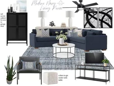 Navy Blue Cream Gray Living Room, Navy Black And Cream Living Room, Navy Blue Modern Living Room, Grey Black Blue Living Room, Living Room Navy Blue Couch, Gray And Navy Blue Living Room, Modern Navy Living Room, Navy Black And White Living Room, Navy Blue And Gray Living Room Decor