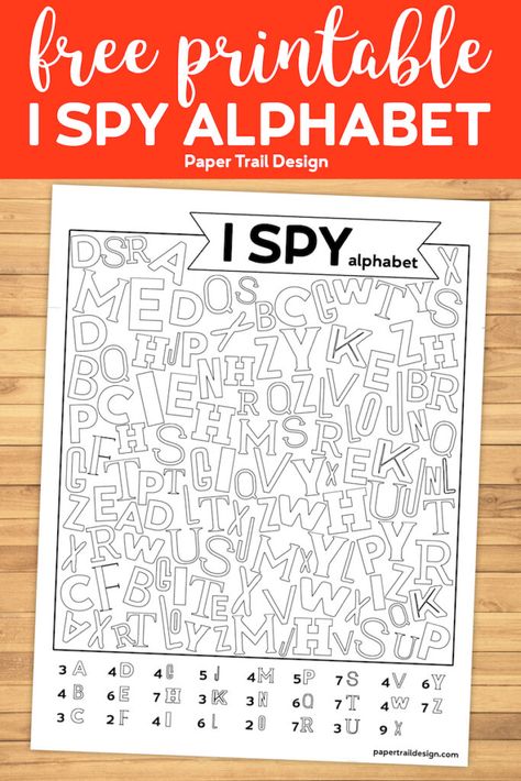 Free Printable Alphabet I Spy Game. Use this boredom buster activity on a rainy day or in the classroom to help kids learn their ABCs. #papertraildesign #Ispy #Ispygame #alphabet #abcs #alphabetgame #bordombuster #rainyday I Have Who Has Alphabet Game Free, I Spy Alphabet Free Printable, Alphabet Games For Kindergarten, Alphabet Party, Alphabet Bingo, Paper Trail Design, Worksheet Kindergarten, Free Printable Alphabet, Abc Party