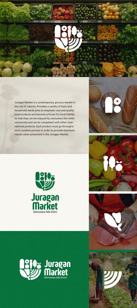 Brand Identity - Juragan Market on Behance Supermarket Logo, City Branding, Identity Design Inspiration, Supermarket Design, Logo Presentation, Identity Design Logo, Portfolio Web Design, Visual Branding, Brand Book