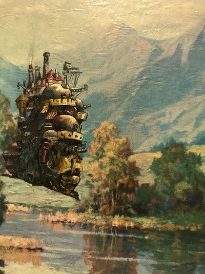 Upcycled Paintings, Thrift Store Painting, Upcycled Thrift, Store Painting, Thrift Store Art, Weird Vintage, Apartment Art, Howl's Moving Castle, Upcycled Art