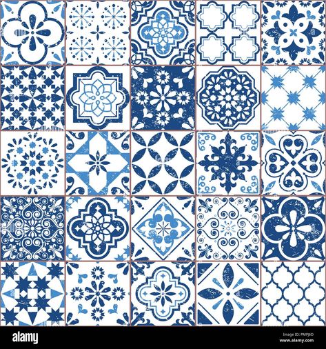 Geometric Tile Pattern, Blue Mosaic Tile, Navy Blue Design, Wallpaper Tile, Mediterranean Tile, Tiles Backsplash, Portuguese Tiles, Backsplash Tiles, Blue Mosaic