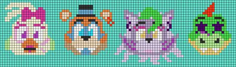 Fnaf Bracelet Pattern, Fnaf Friendship Bracelet, Fnaf Alpha Pattern, Montgomery Gator, Fnaf Crafts, Alpha Bracelet, Bead Looming, Roxanne Wolf, Crochet Graphs